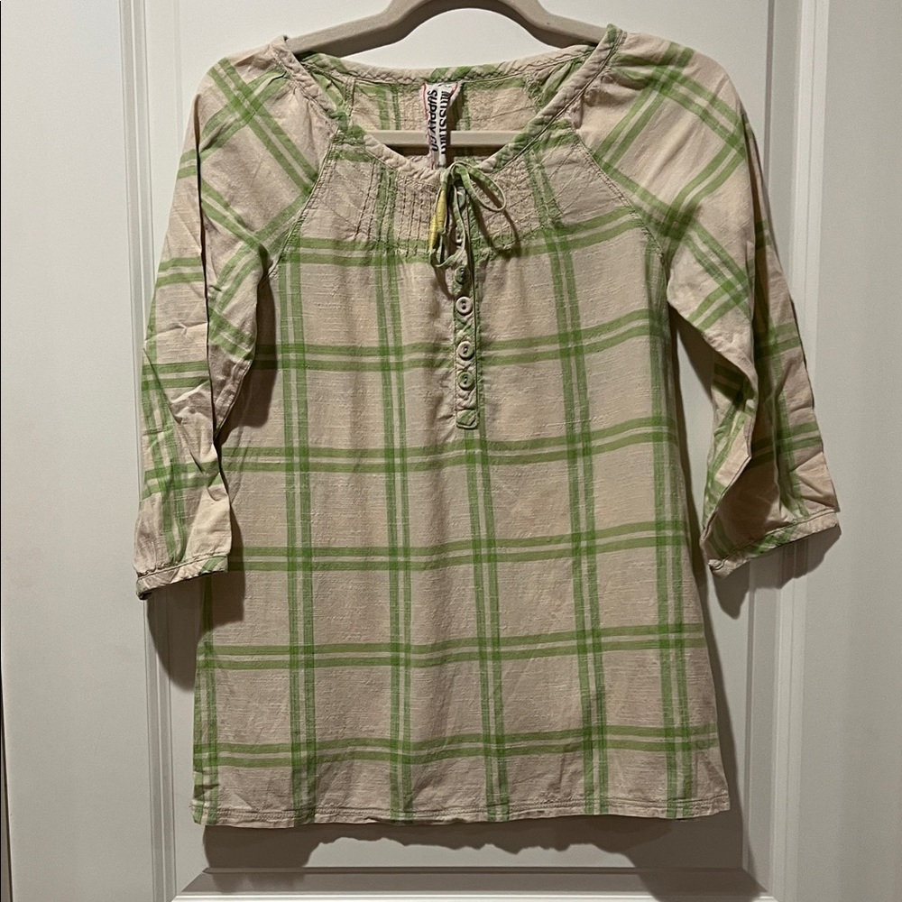 Mossimo Supply Co. Green Plaid Tunic Top